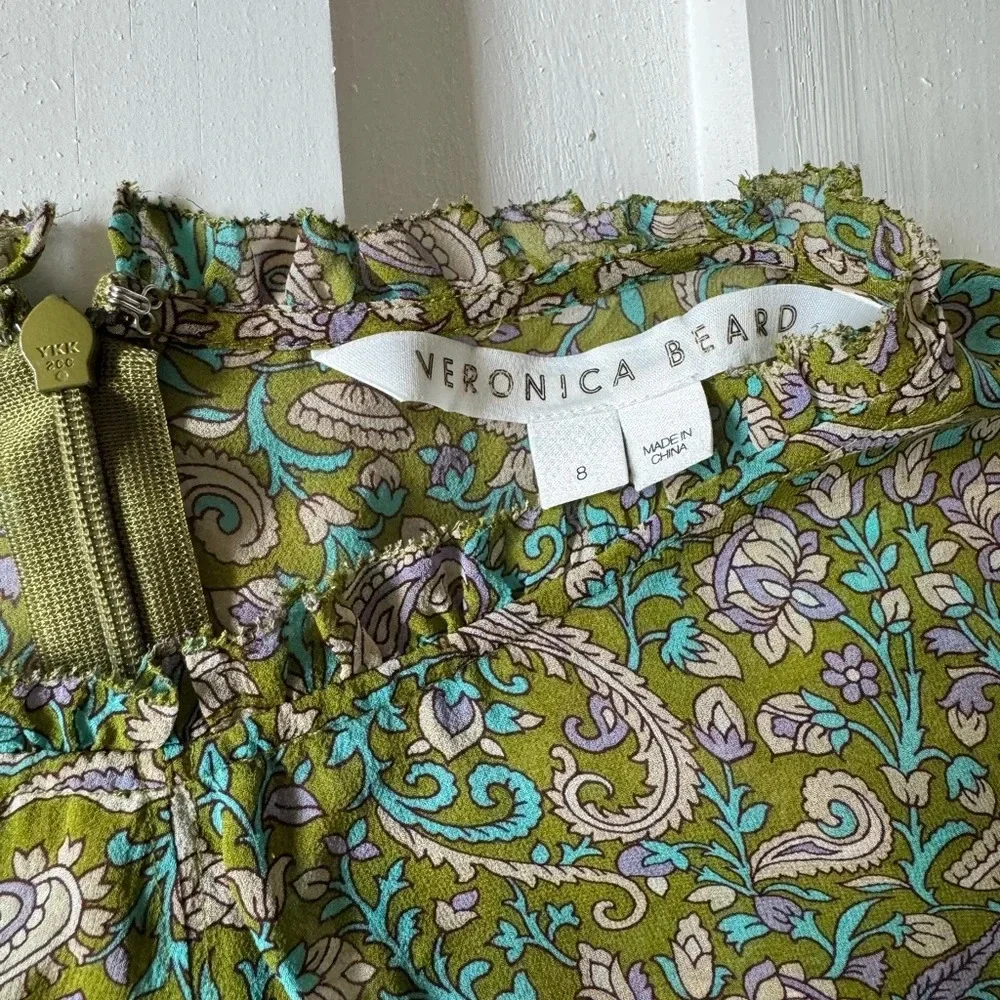 Veronica Beard Green Paisley Blouse - Picture 2 of 6